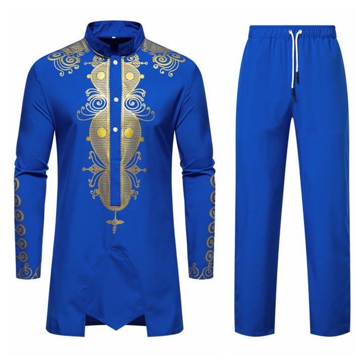 Herrer Elegante Langærmet Trykt Tunika Skjorte Stilla