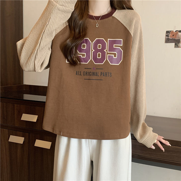 Femme Relaxed Fit Grafik Sweatshirt med kontrast ribærmer Stilla