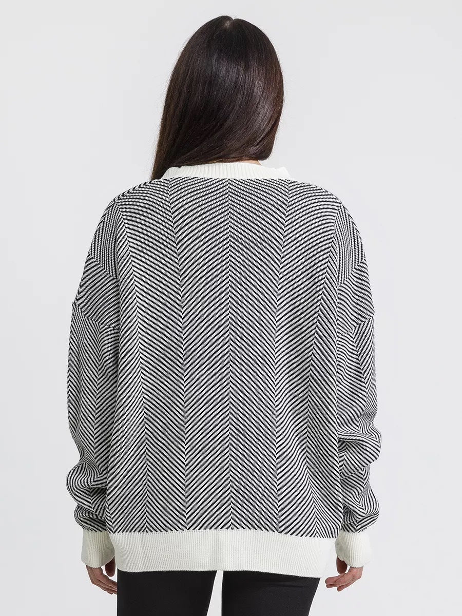 Femme Stilfuld Chevron-mønster Cardigan Stilla