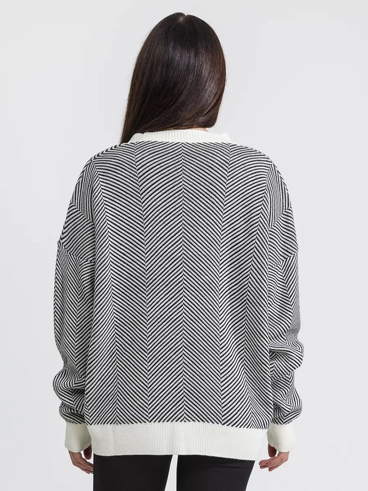 Femme Stilfuld Chevron-mønster Cardigan Stilla