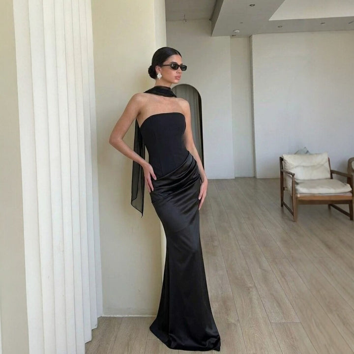 Dame Bodycon Aftenkjole med elegant Drapering Skovae