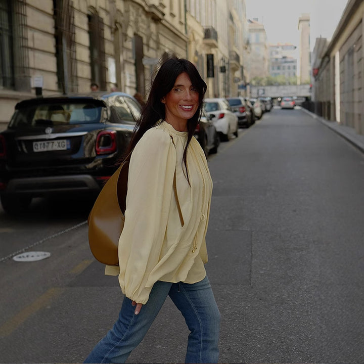 Dame let chiffon top med legende ruffle design Stilla