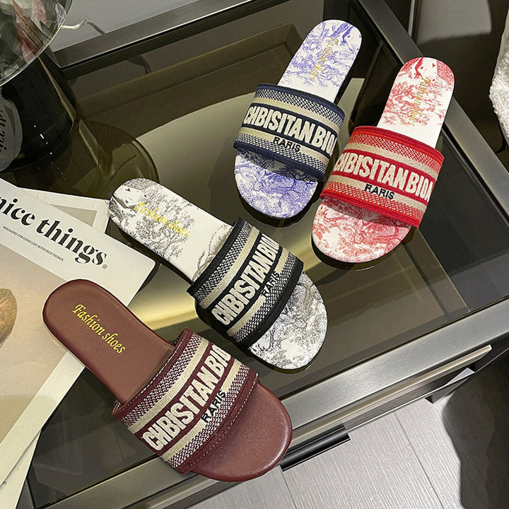Dame slide-sandaler med blødt fodseng og elegant skrifttype Stilla