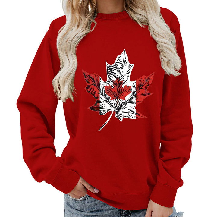 Kvinders sweatshirt med kreativt ahornbladmotiv og komfortabel pasform Stilla