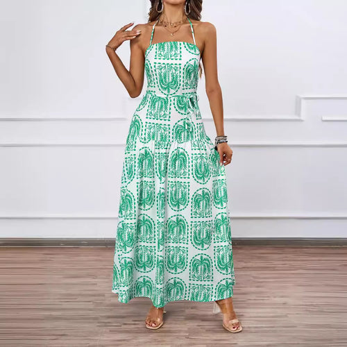 Dame maxikjole med strapless overdel og blomstertryk Stilla