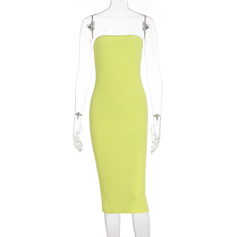Dame Basic-Bodycon kjole uden stropper Skovae