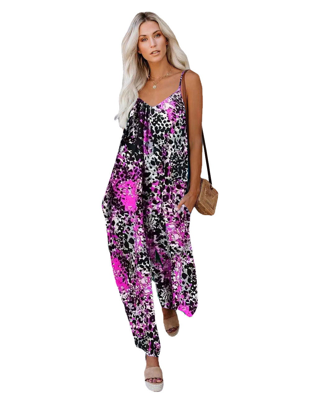 Dame Løs Tøj Overall med elegante Spaghetti-stropper og unikt print Stilla