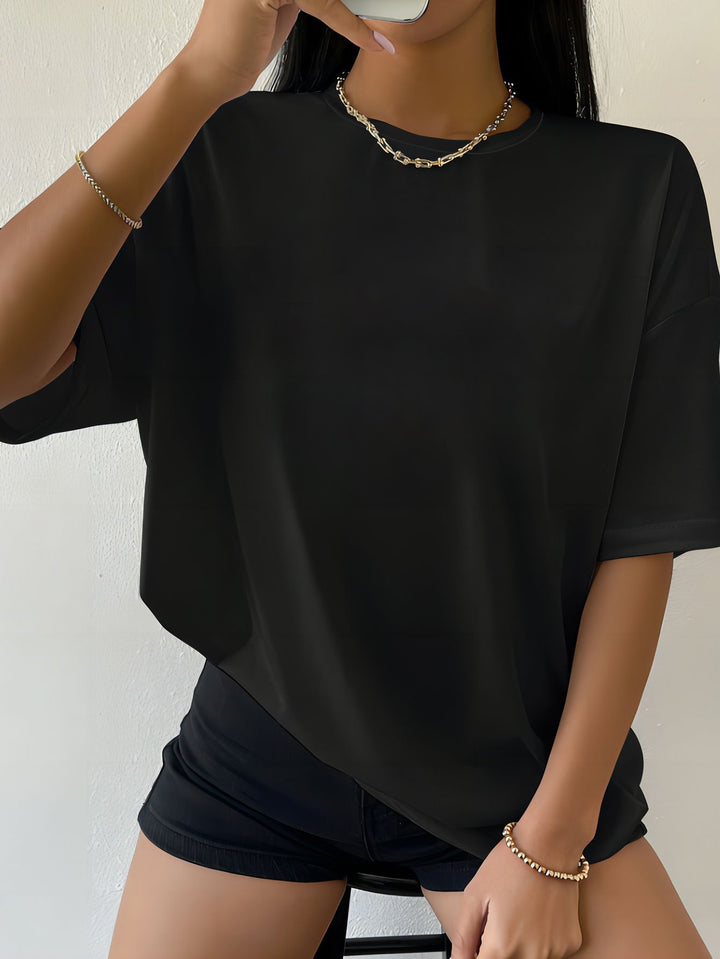 Dame oversized bomulds T-shirt med lige pasform og minimalistisk design Skovae