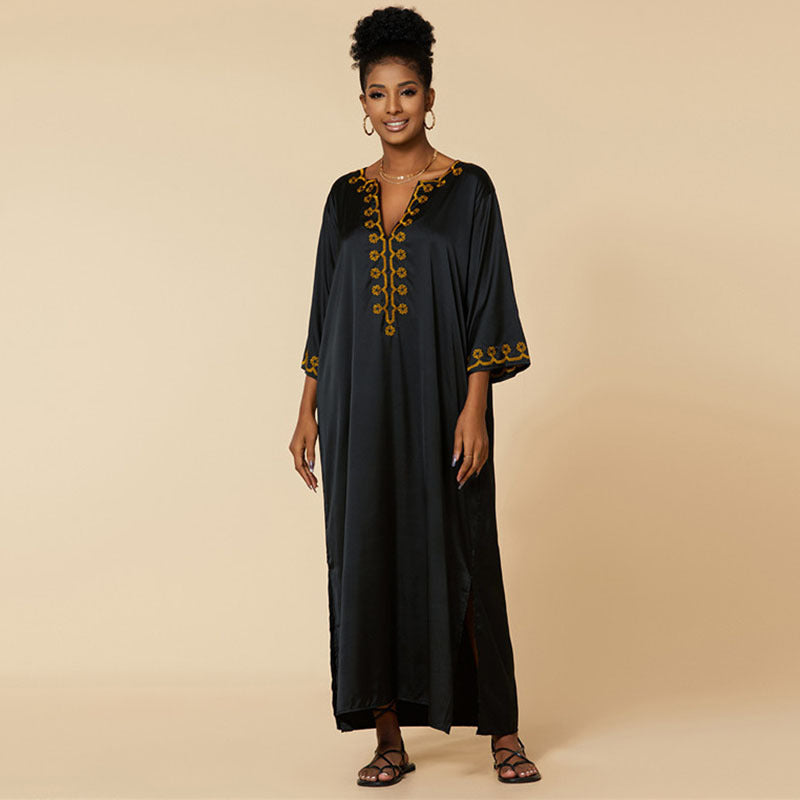 Dame Elegant Kaftankjole med kunstnerisk broderi Stilla