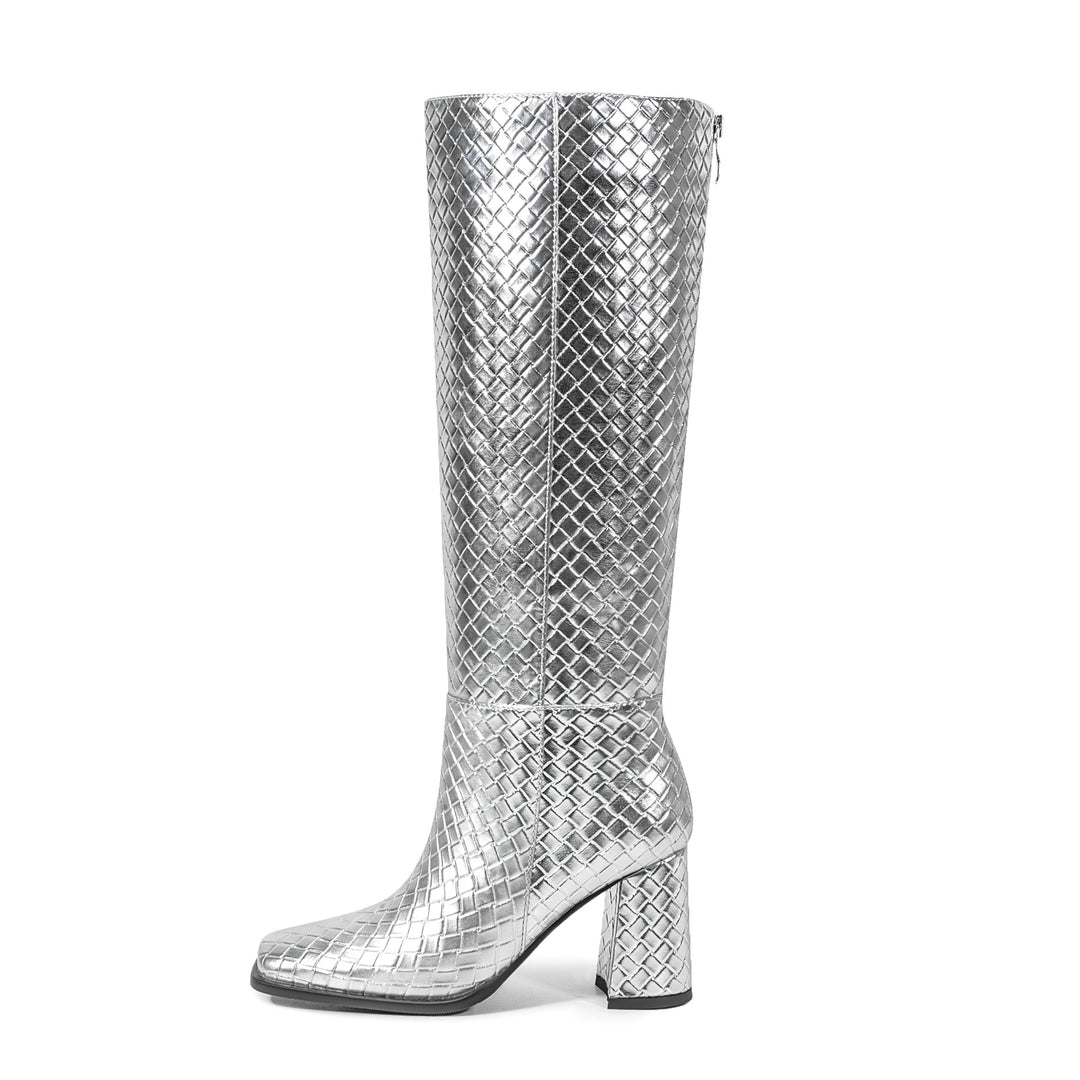 Femme Over-the-Knee Metallic Blockhæls støvler Stilla