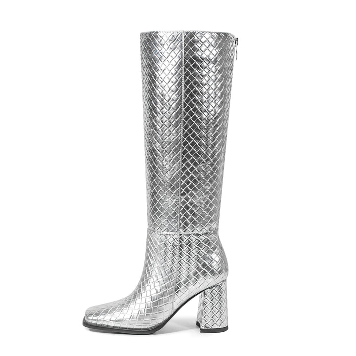 Femme Over-the-Knee Metallic Blockhæls støvler Stilla