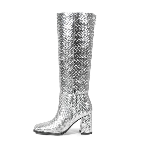 Femme Over-the-Knee Metallic Blockhæls støvler Stilla