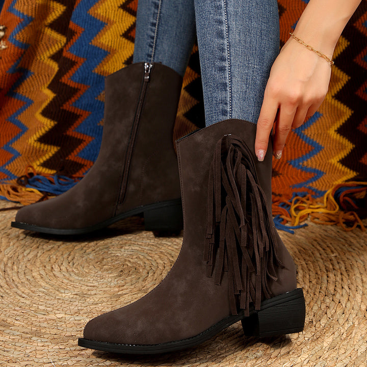 Dame ankle boots med frynset detaljer Stilla