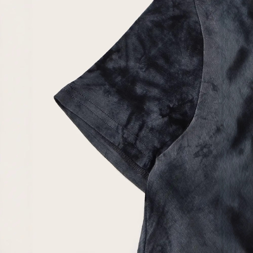 Dame Crop-T-shirt med stilfuld knude-design og batikmønster Stilla