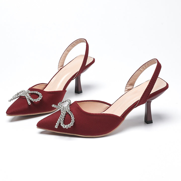 Dame Slingback Pumps med glitrende sløjfe-detalje Stilla
