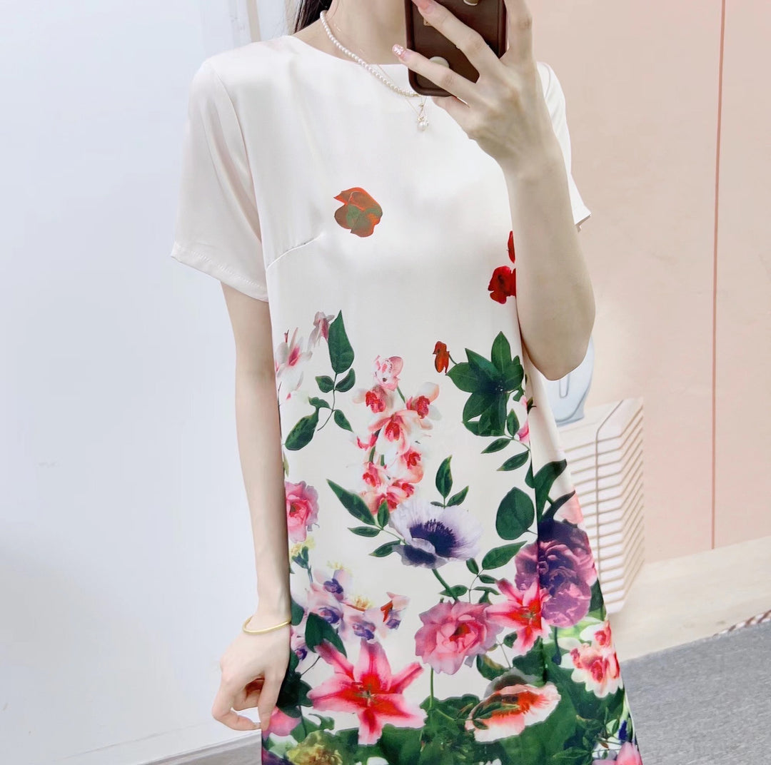 Dame Casual kjole med kunstnerisk sommerfuglemotiv og afslappet pasform Stilla