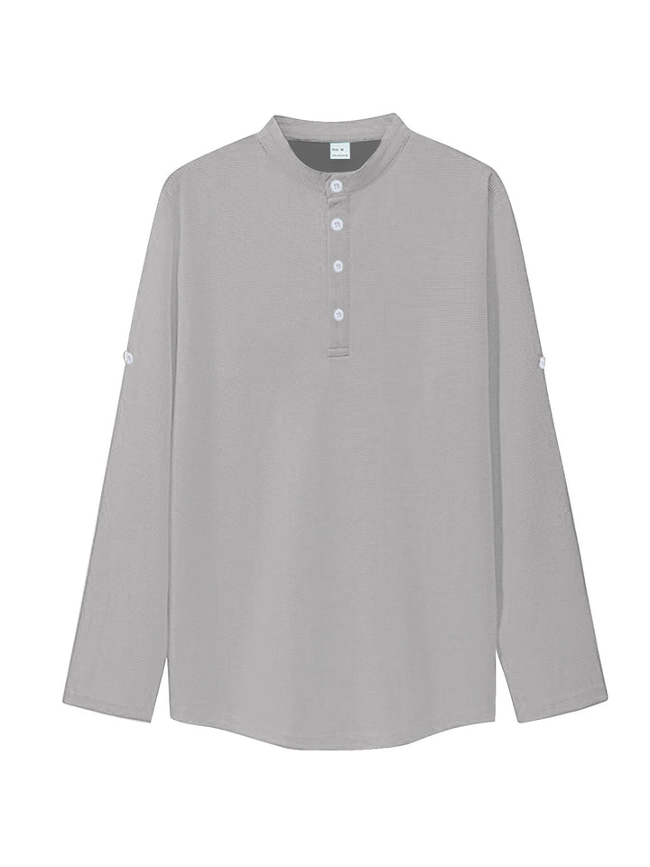 Herrer Langærmet Skjorte med Henley-Udskæring og åndbart Stof Stilla