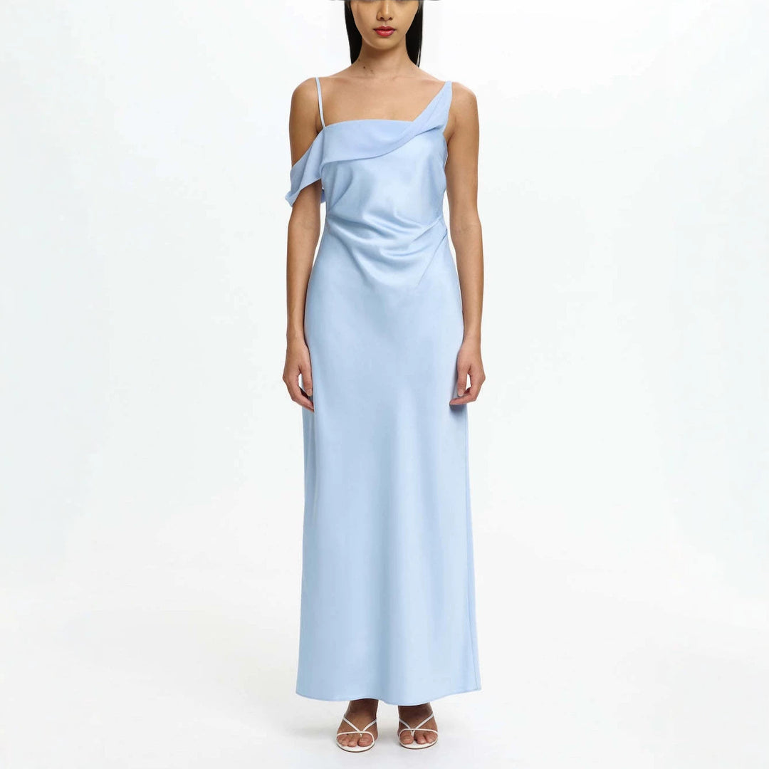 Dame Elegant Maxikjole med asymmetrisk overdel og flydende snit Skovae