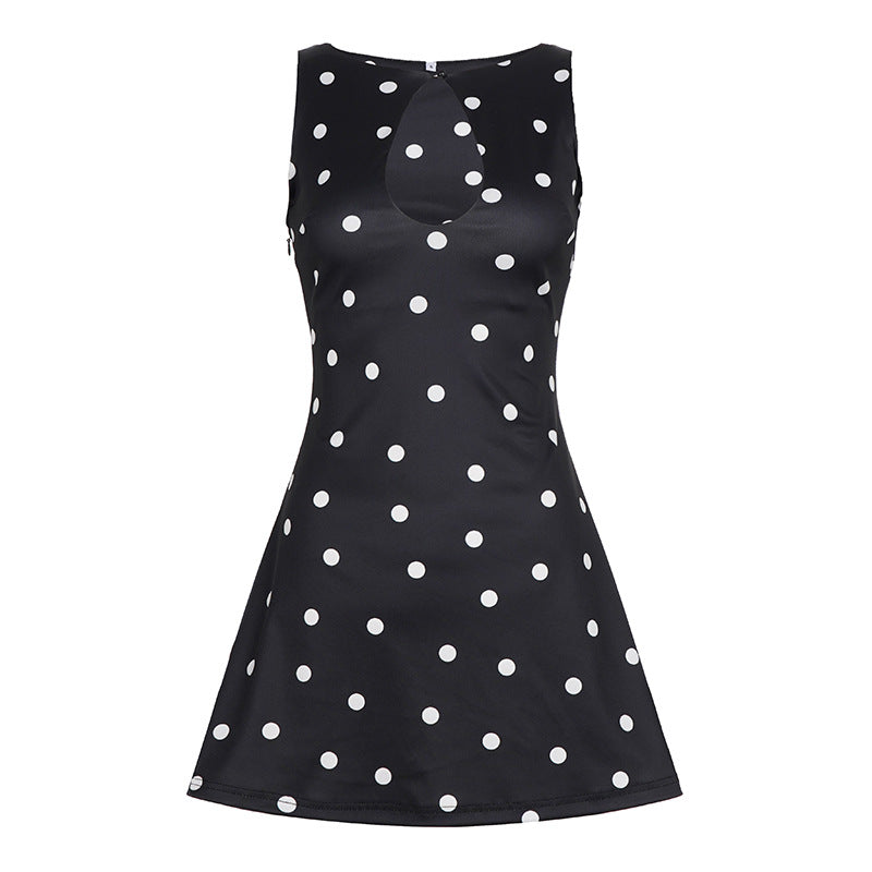 Damekjole i legende polka-dot design med flydende snit Skovae