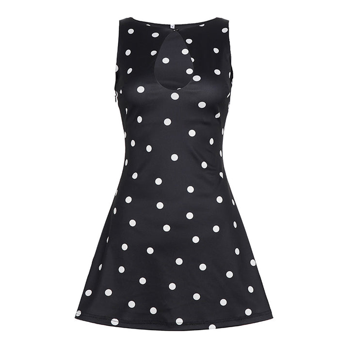 Damekjole i legende polka-dot design med flydende snit Skovae
