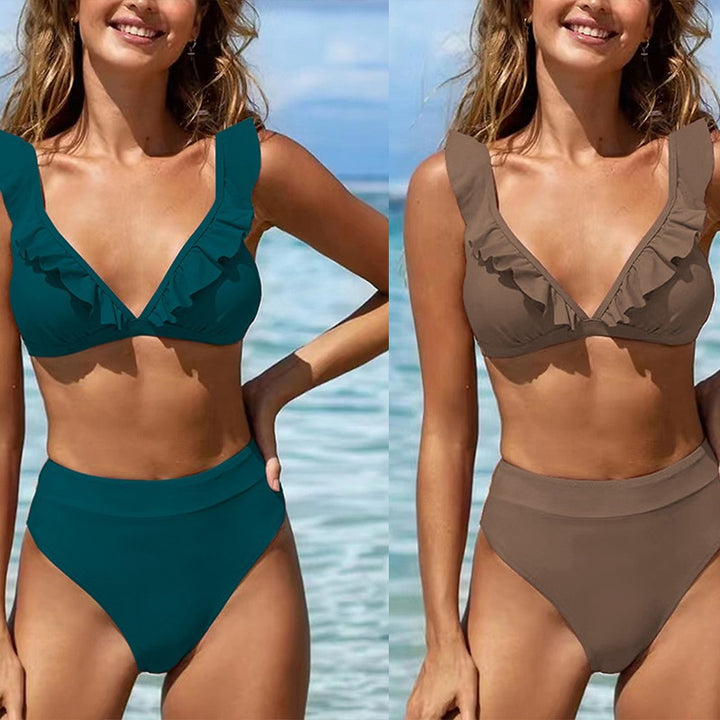 Dame Bikini top med trendy flæsedetaljer og høj benudskæring Stilla