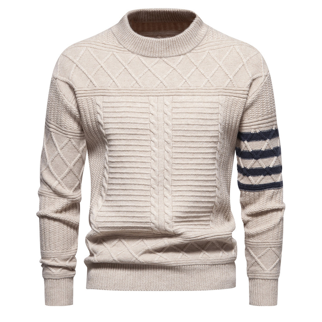 Herrer struktureret kabelstrikpullover med geometrisk design Stilla