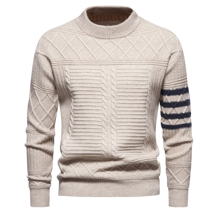 Herrer struktureret kabelstrikpullover med geometrisk design Stilla