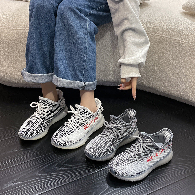 Dame Komfort-Sneakers med åndbar strikdesign og tyk sål Stilla