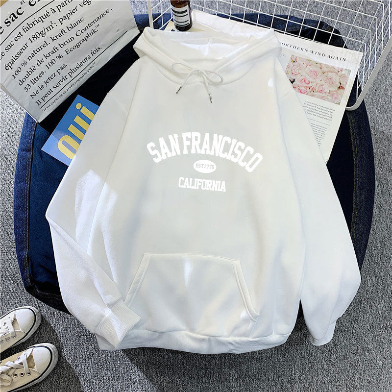 Kvinders hoodie med moderne San Francisco print Skovae