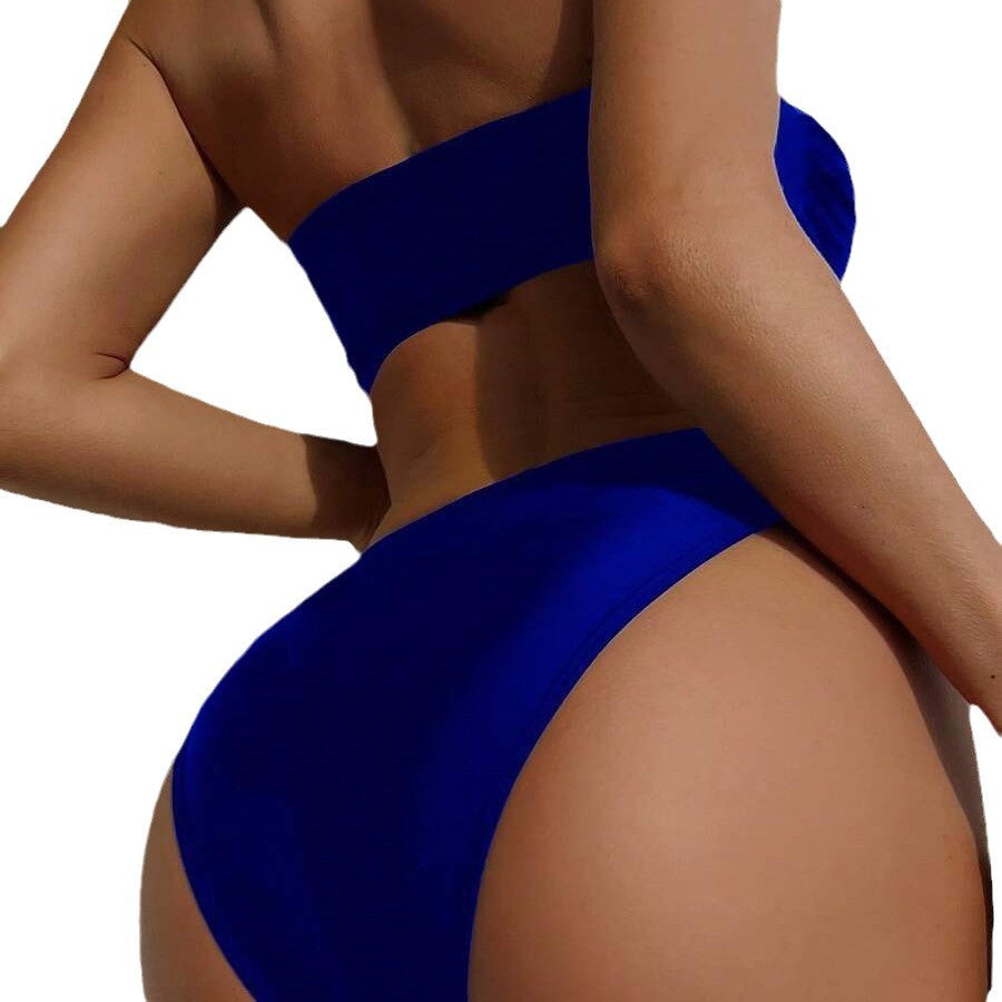 Dame bikini-sæt med flot bandeau-top og højtskaftet bukser Stilla