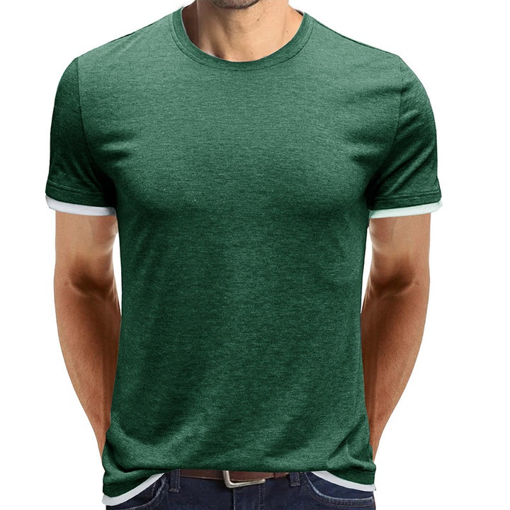 Herrer åndbart Rundhalset T-shirt med kontrastfarvede ærmer Stilla