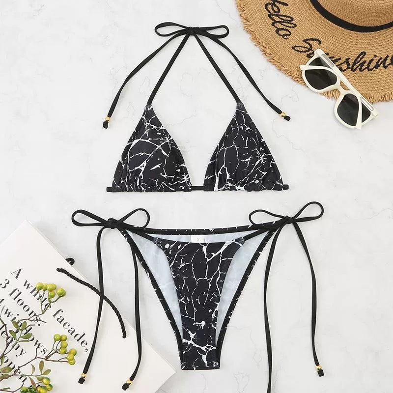 Dame blomster mønster trekant bikini sæt Stilla 1750838622