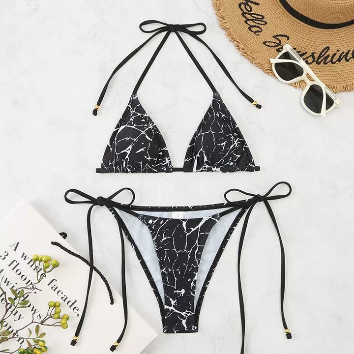 Dame blomster mønster trekant bikini sæt Stilla 1750838622