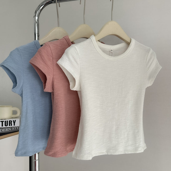 Femme Premium Kortærmet Strik T-Shirt Stilla