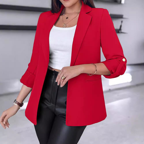 Dame elegant blazer med brede revers og dekorative knapdetaljer Stilla