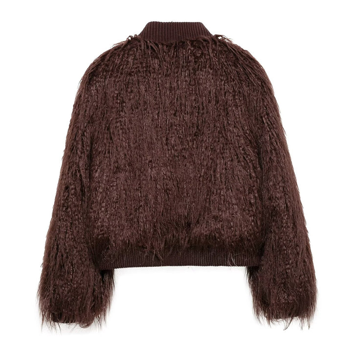 Femme Struktureret Faux-Fur Bomberjakke Stilla
