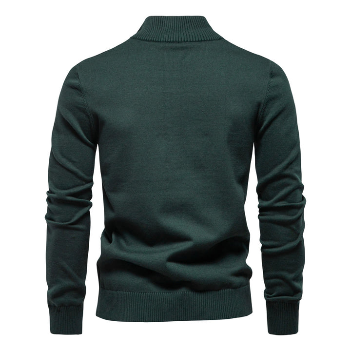 Herre sweater med ståkrave og sporty stribemønster Stilla