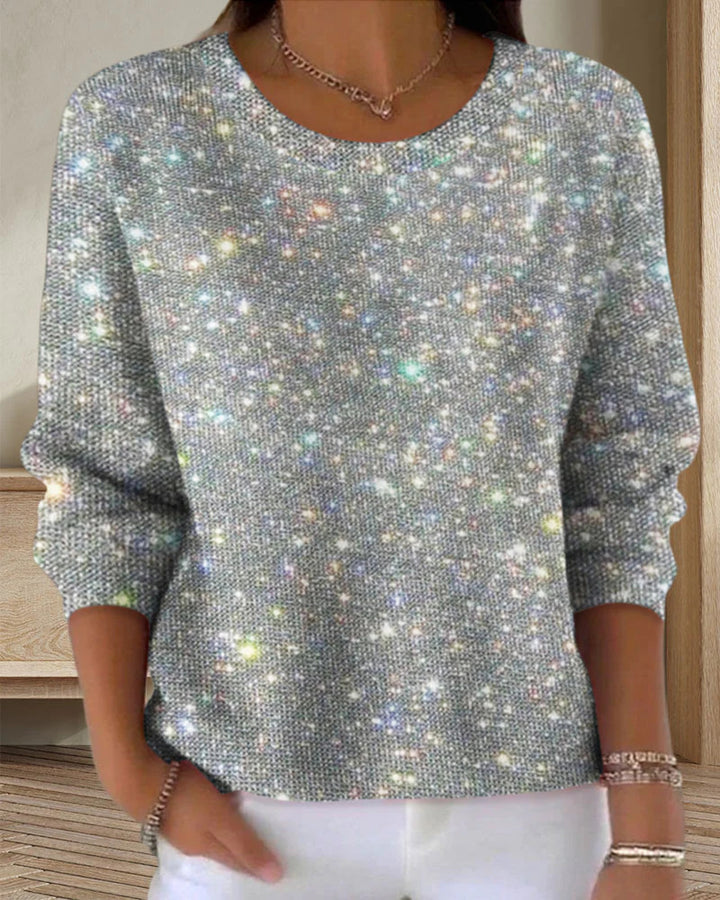 Dame glimmer pullover med funklende effekt og løs pasform Stilla
