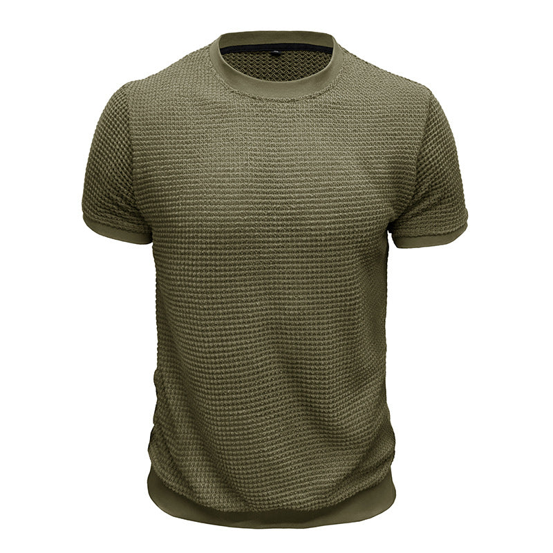 Herrer Rundhalsshirt lavet af struktureret materiale med åndbare egenskaber Stilla
