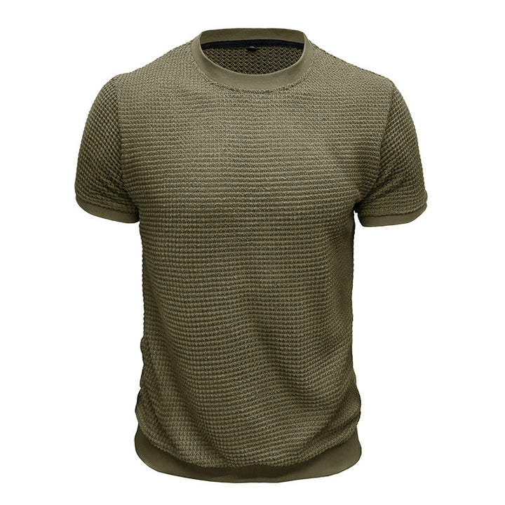 Herrer Rundhalsshirt lavet af struktureret materiale med åndbare egenskaber Stilla