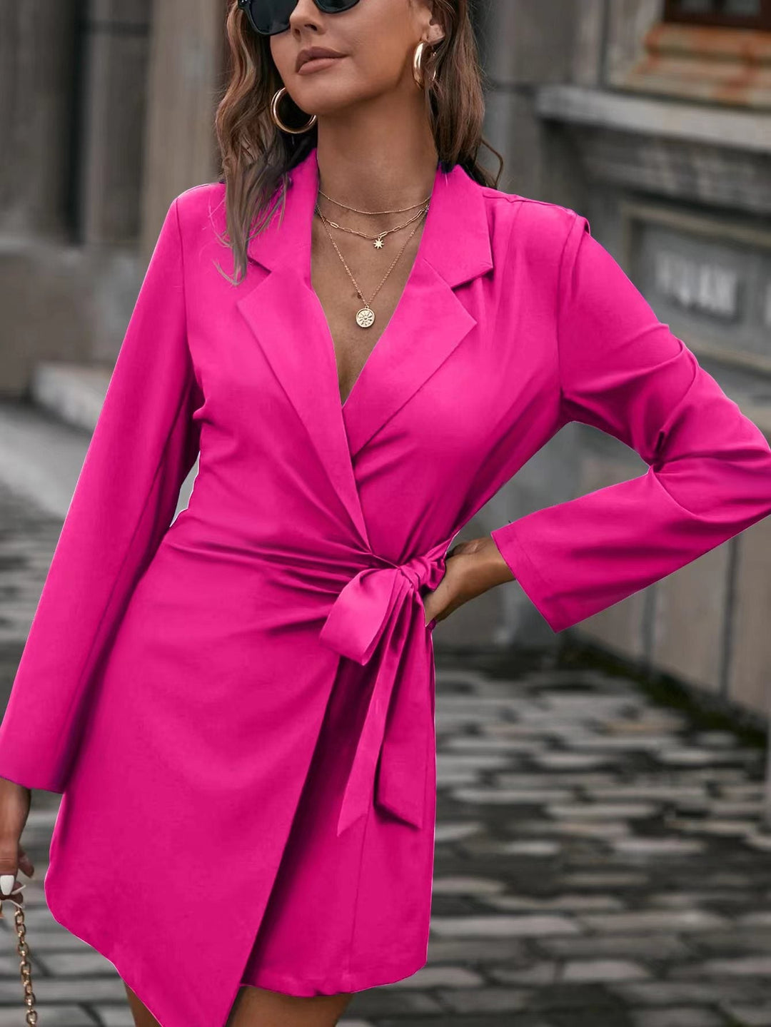 Stilla | Dobbeltbrystet Taljebånd Blazer Kjole Frakke