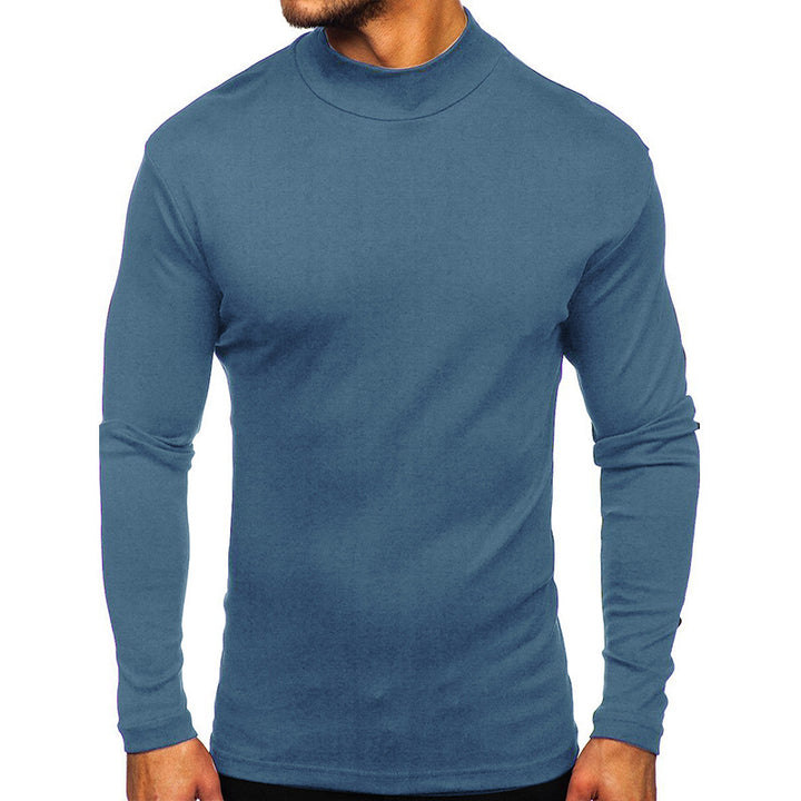 Herrer langærmet T-shirt med høj krave og funktionelt design Stilla