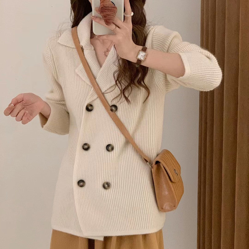 Femme Dobbeltknap Grovstrik Blazer Stilla