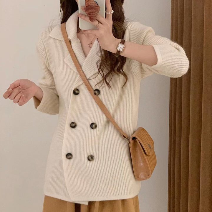 Femme Dobbeltknap Grovstrik Blazer Stilla