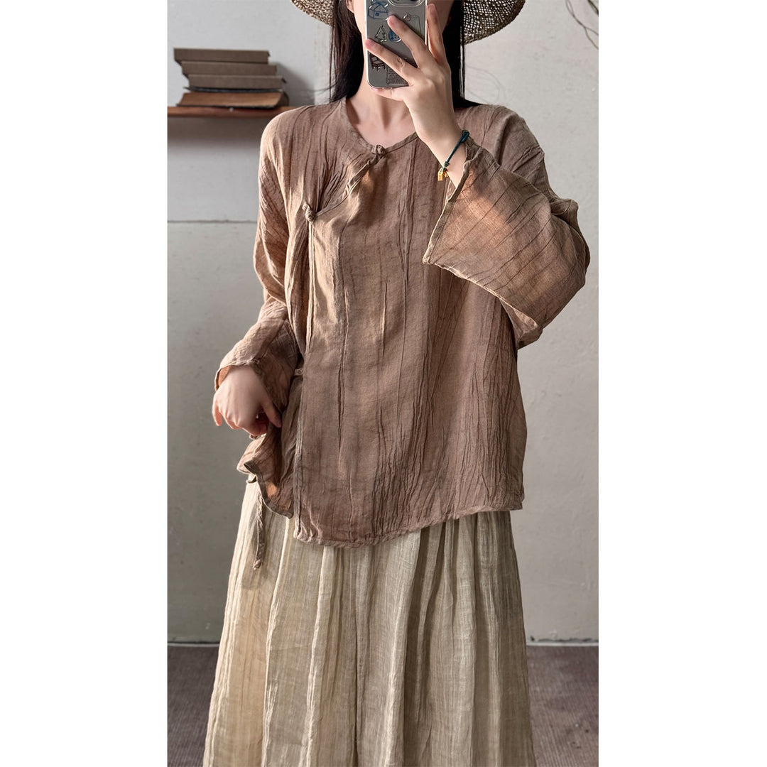 Femme Tekstureret Casual Knap-Top Stilla