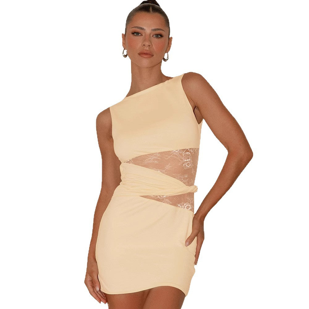 Dame Elegant, figursyet kjole med transparente indsatser Skovae