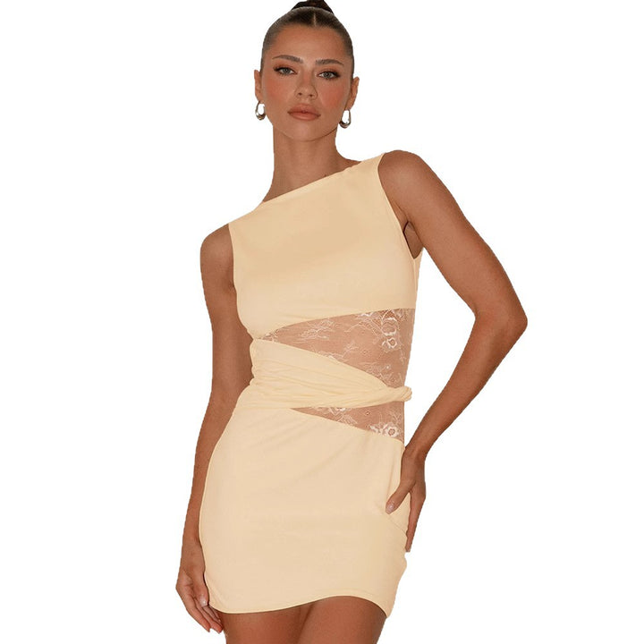 Dame Elegant, figursyet kjole med transparente indsatser Skovae