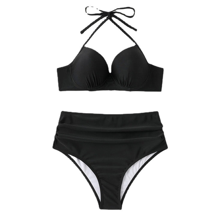 Damer højt liv bikini med elegant V-hals og justerbare stropper Stilla