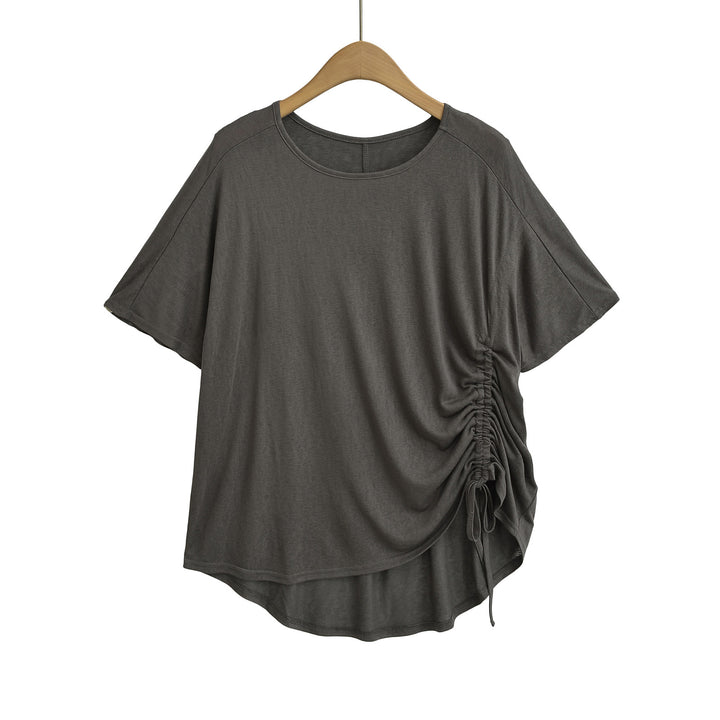 Dame afslappet indpakningsbluse med elegante rynker Stilla