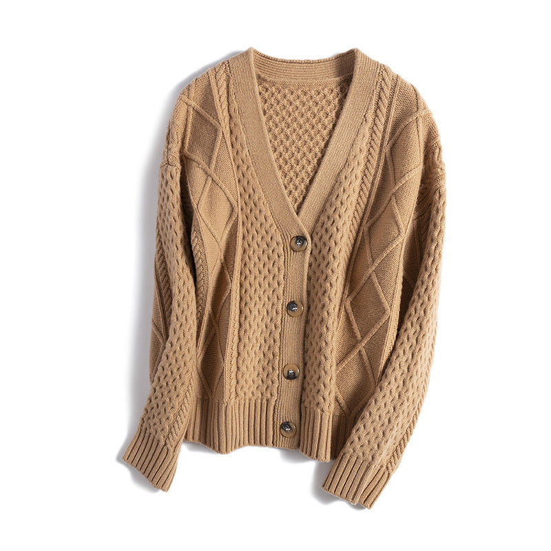 Femme Chunky Strikjakke med struktureret sting Stilla